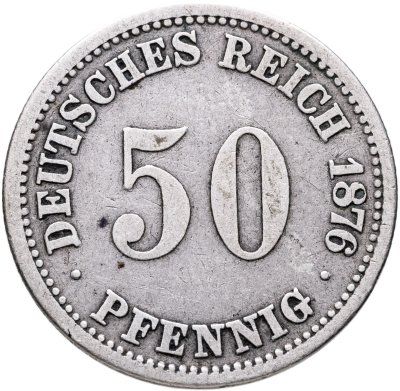 купить Германия 50 пфеннигов (pfennig) 1876, знак монетного двора: "A" - Берлин