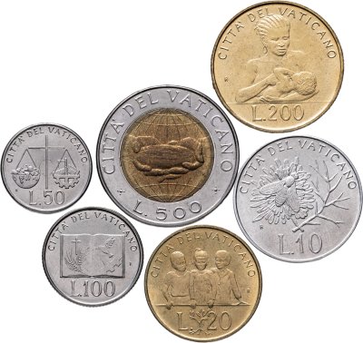 купить Ватикан набор из 6 монет 1992 (10, 20, 50, 100, 200, 500)