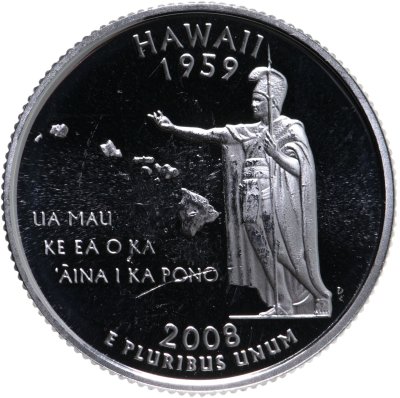 купить США 25 центов (квотер, 1/4 доллара, quarter dollar) 2008 S Proof Гавайи (Hawaii)