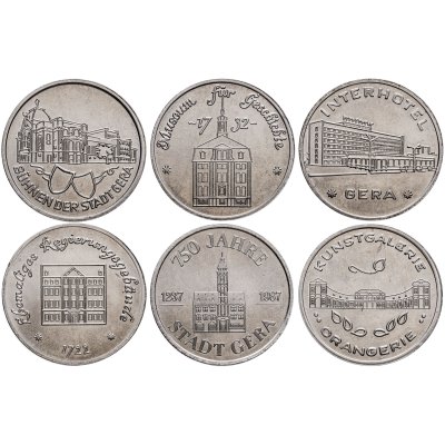 купить Германия Набор медалей (6шт) "750 лет городу Гера" 1987 в коробке