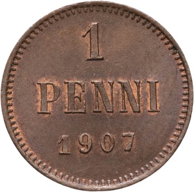 купить 1 пенни (penni) 1907, монета для Финляндии