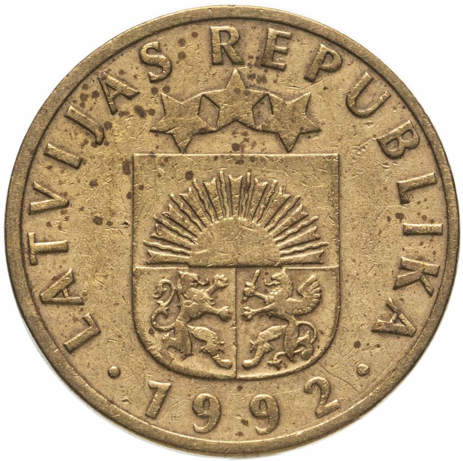 Монета Латвия 10 сантимов (santimu) 1992 стоимостью 216 руб.