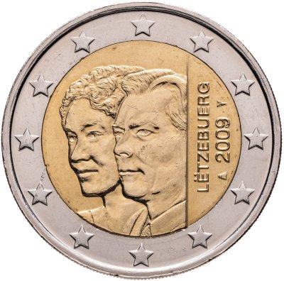 купить Люксембург 2 евро 2009 "90 лет со дня вступления на престол великой герцогини Шарлотты"