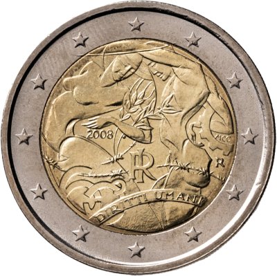 купить Италия 2 евро (euro) 2008 "60-летие принятия Всеобщей декларации прав человека"