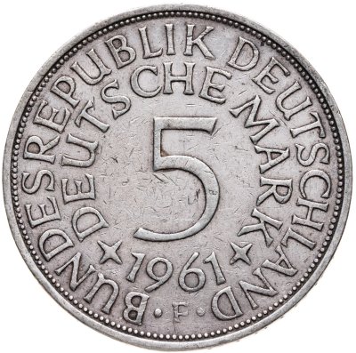 купить Германия 5 марок, 1961 Отметка монетного двора: "F"