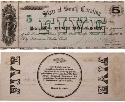 купить США 5 долларов 1872 Южная Каролина