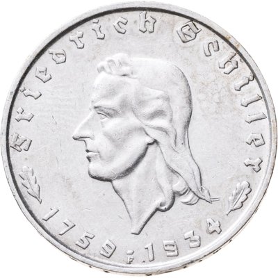 купить Германия, Третий рейх 2 рейхсмарки (reichsmark) 1934 "175 лет со дня рождения Фридриха Шиллера"