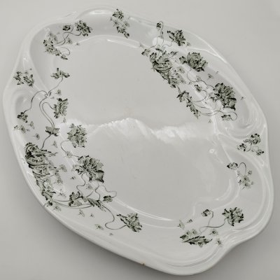 купить Блюдо овальной формы с цветочным декором в стиле модерн, фаянс, деколь, Российская империя, 1890-1917 гг.
