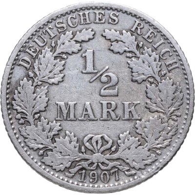 купить Германия 1/2 марки (mark) 1907 A знак монетного двора: "A" - Берлин