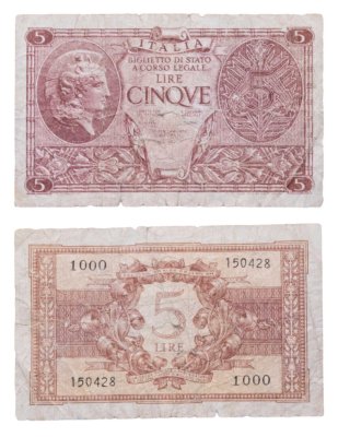 купить Италия 5 лир 1944
