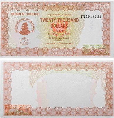 купить Зимбабве 20000 долларов 2003 (2005)
