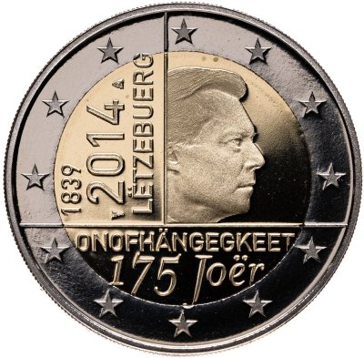 купить Люксембург 2 евро 2014 "175 лет независимости Люксембурга" Proof в капсуле