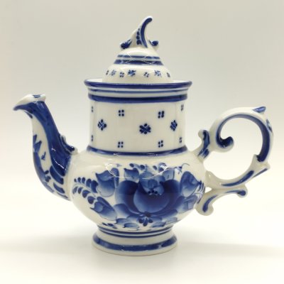 купить Чайник заварочный "Голубка" с цветочным декором, авт. Рогов, р. Булычева, фарфор, роспись, Гжельский фарфоровый завод, Российская Федерация, 2000-2020 гг.