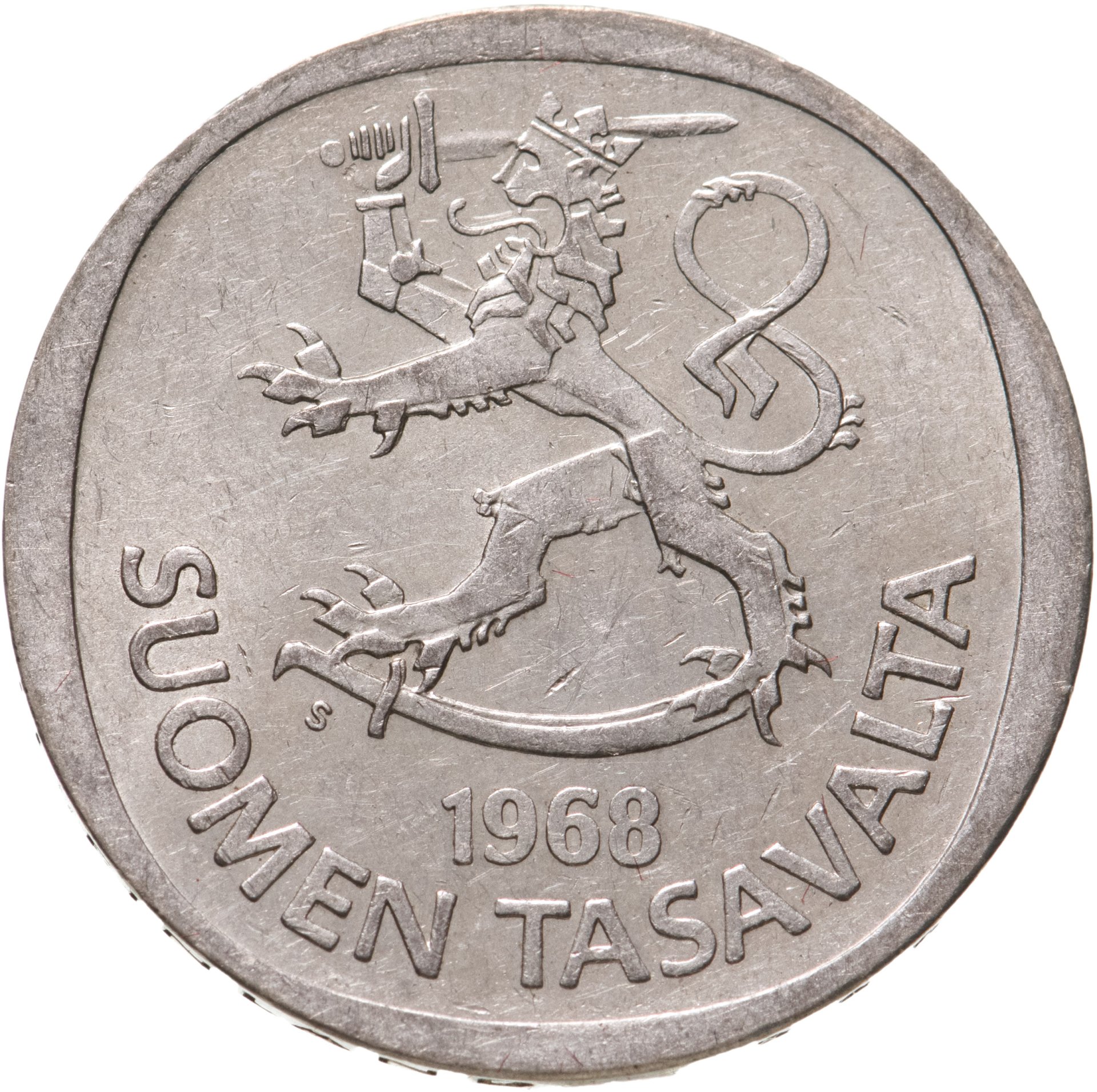 Монета Финляндия 1 марка 1968 стоимостью 689 руб.