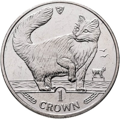 купить Остров Мэн 1 крона (crown) 1991 "Кошки - Норвежская лесная кошка"
