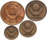 Купить Набор из 4 монет 5, 3, 2 и 1 копейка 1974