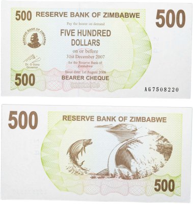 купить Зимбабве 500 долларов (2006) 2007