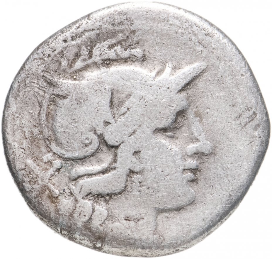 купить Римская республика, 209-208 гг. до н.э., денарий (аверс: голова Ромы в крылатом шлеме, реверс: Диоскуры на лошадях)