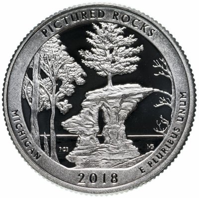 купить США 25 центов (квотер, 1/4 доллара, quarter dollar) 2018 S Proof Национальные озёрные побережья живописных камней
