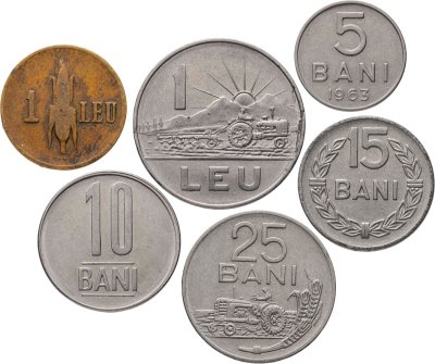 купить Румыния набор из 6 монет 5, 10, 15, 25 банов (bani) и 1 лей (lei) 1938-2011
