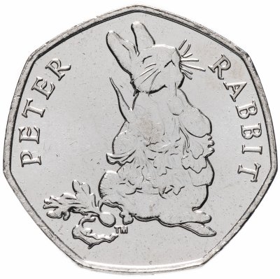 купить Великобритания 50 пенсов (pence) 2018 "150 лет со дня рождения Беатрис Поттер, Кролик Питер"