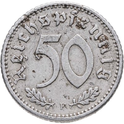 купить Германия, Третий рейх 50 рейхспфеннигов (reichspfennig) 1935, знак монетного двора "F" — Штутгарт