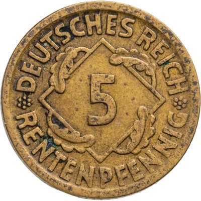 купить Германия 5 рентенпфеннигов (rentenpfennig) 1924 D