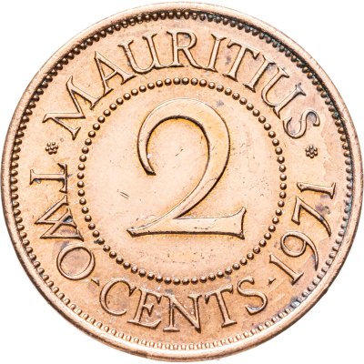 купить Маврикий 2 цента (cents) 1971