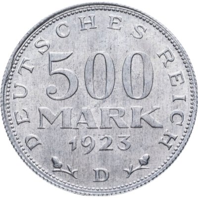 купить Германия 500 марок (mark) 1923, знак монетного двора "D" — Мюнхен Германия