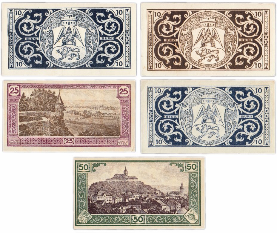 купить Германия (Рейнская провинция: Зигбург) набор из 5 нотгельдов 1921