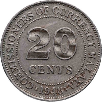 купить Малайя 20 центов (cents) 1948