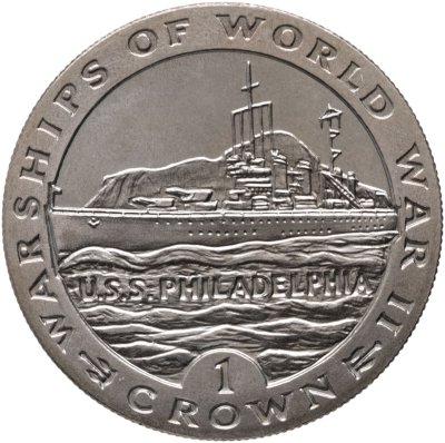купить Гибралтар 1 крона 1993 "Корабли Второй мировой войны - USS PHILADELPHIA"