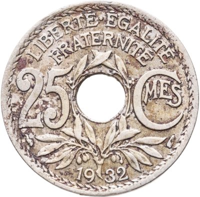 купить Франция 25 сантимов (centimes) 1932