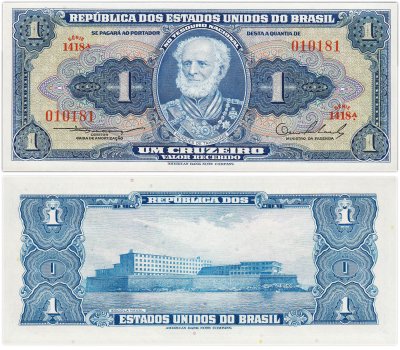 купить Бразилия 1 крузейро 1954 год (Pick 150a)