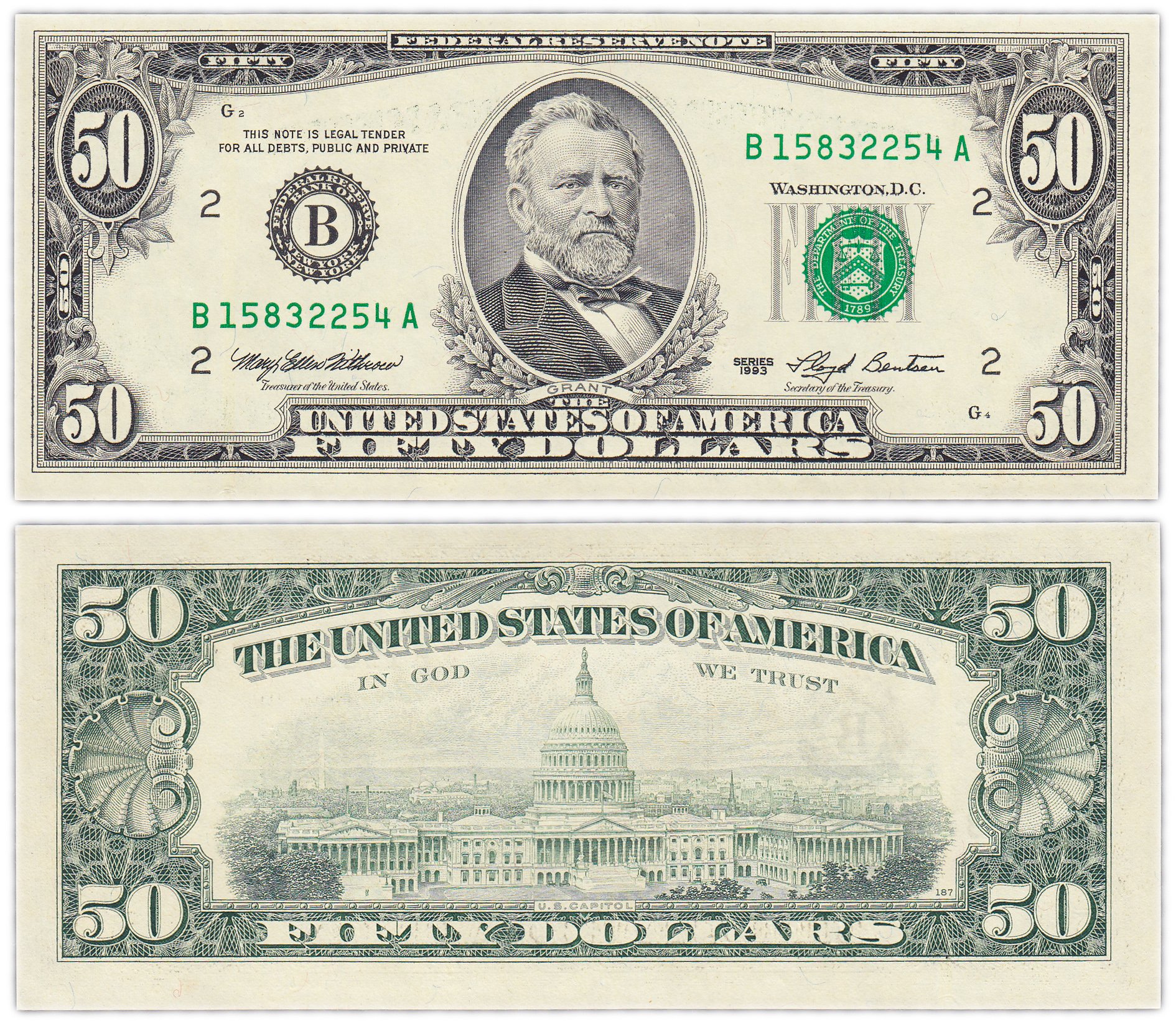 Купюры доллара старого образца