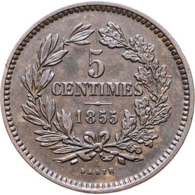 купить Люксембург 5 сантимов (centimes) 1855