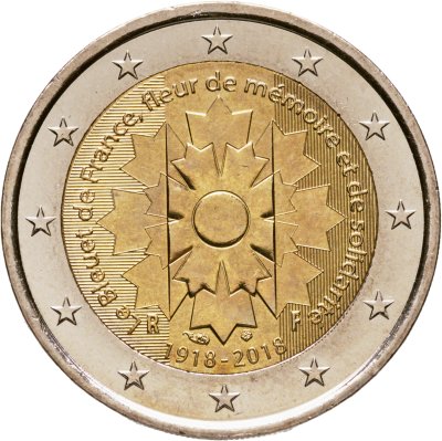купить Франция 2 евро (euro) 2018 "100 лет со дня окончания Первой мировой войны (Василёк Франции)"