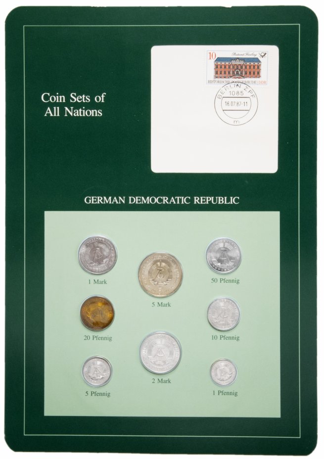 купить Серия "Наборы монет всех стран мира" - Германская Демократическая Республика (набор из 8 монет и 1 марки в буклете)