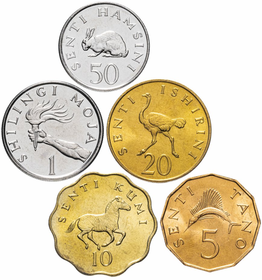 купить Танзания набор монет 1979-1992 (5 штук, UNC) Фауна