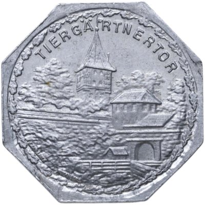 купить Германия (Нюрнберг) нотгельд 20 пфеннигов 1921 "Ворота Тиэргартнертор" трамвайный жетон