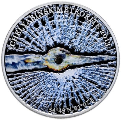 купить Острова Кука 5 долларов 2013 "Метеорит Челябинск Чебаркуль" в футляре с сертификатом