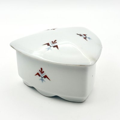 купить Шкатулка треугольной формы в стиле Art Deco, украшенная геометрическим декором, фарфор, деколь, Германия, 1930-1950 гг.