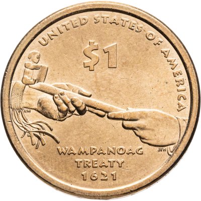 купить США 1 доллар (dollar) 2011 "Коренные Американцы - договор с Вампаноагами", знак монетного двора: "D" - Денвер