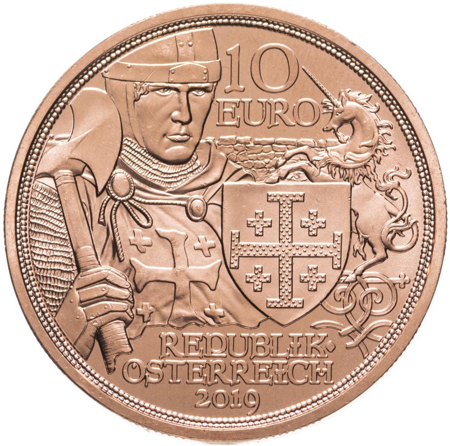 Монета Австрия 10 евро 2019 Рыцарские истории - Готфрид Бульонский ...