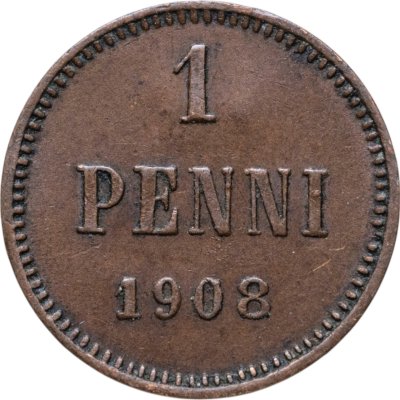 купить 1 пенни (penny) 1908, монета для Финляндии