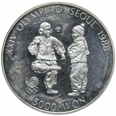 купить Южная Корея 1987 5000 вон "XXIV Летние Олимпийские Игры, Сеул 1988 - Чеги Чаги"