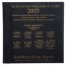 Купить Сан-Марино годовой набор евро 2003 (8 монет в буклете + серебряные 5 евро "Три грации")