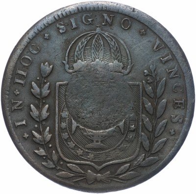 купить Бразилия 20 реалов, надчекан 1835 года на 40 реалах 1824 R