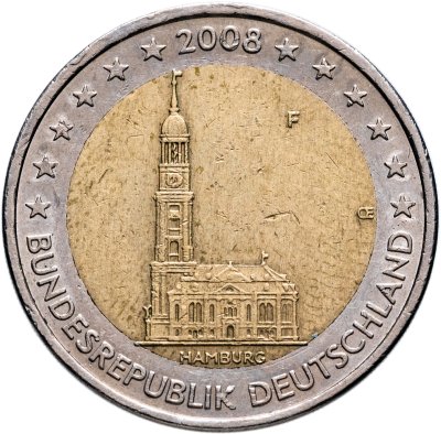 купить Германия 2 евро 2008 F "Федеральные земли Германии: Гамбург"