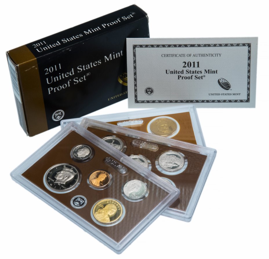 купить США годовой набор монет 2011 S Proof (14 монет в 3 футлярах с сертификатом)